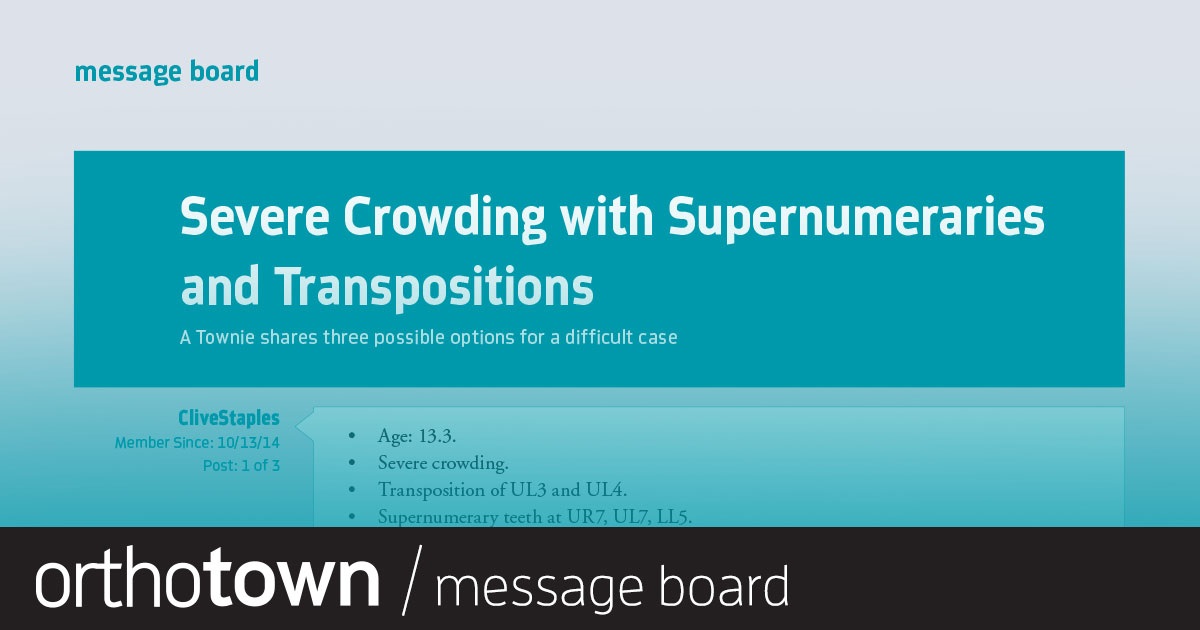 Severe Crowding with Supernumeraries and Transpositions 