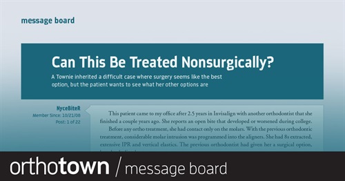 Can This Be Treated Nonsurgically? This Townie inherited a difficult case where surgery seems like the best option, but the patient wants to  see what the alternatives are.