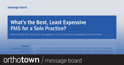 What’s the Best, Least Expensive PMS for a Solo Practice? Townies share suggestions for the best practice management system software.
