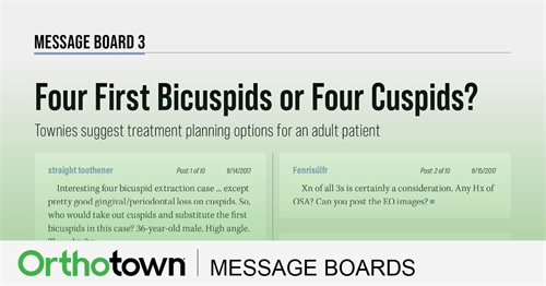 Four First Bicuspids or Four Cuspids? Townies suggest treatment planning options for an adult patient