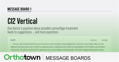 CL2 Vertical One doctor’s question about possible camouflage treatment leads to suggestions ... and more questions.
